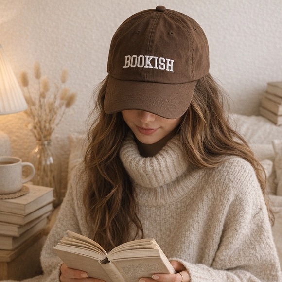 David and Young Accessories - David and Young Brown Baseball Cap with Bookish Text